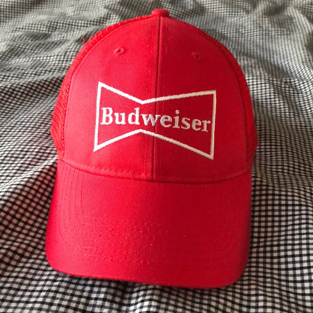 Brand new/never worn red Budweiser Trucker hat